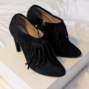 Chloe Suede Fringe Daniella Boots In Black